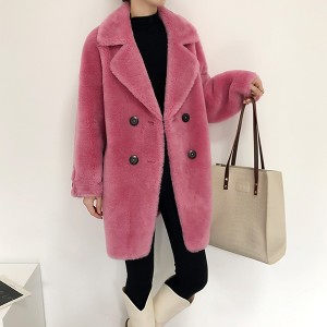 22T013 Sheep Fur Cloths Pure Woollen Garment Ladies Winter Teddy Coat