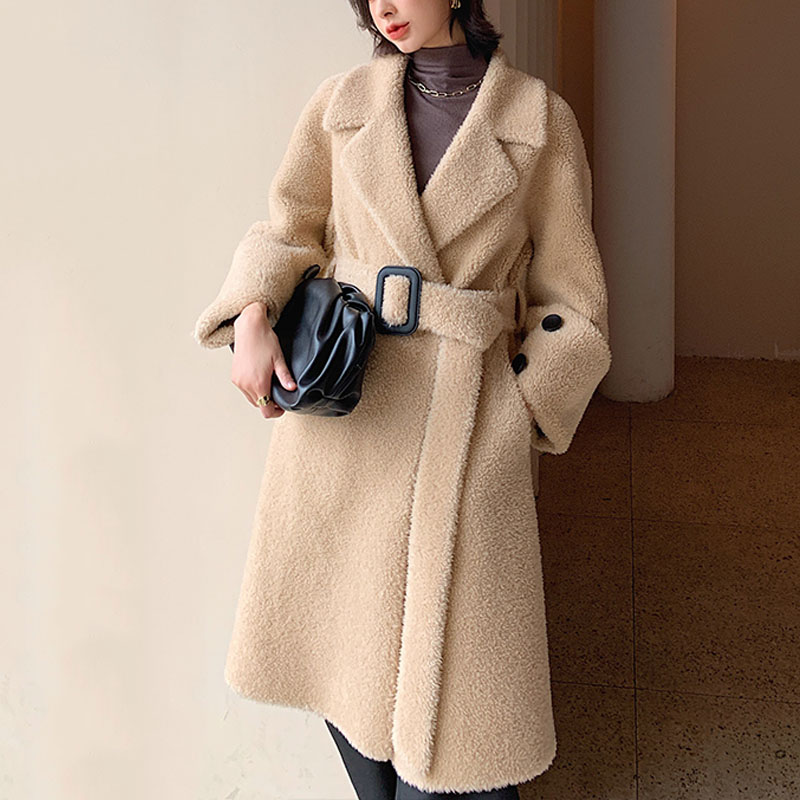 22RL006 Woman Lapel Apparel 100 Wool Winter Long Blend over Coat Featured Image