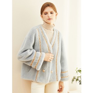 22C006 Winter Sheepskin Jacket Elegent Luxury Style Soft 100% Wool Jacket