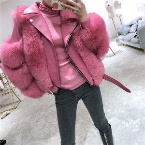 Multi color women classic girls overcoat fur coat natural pelt fox fur jacket