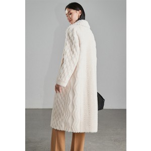 22J018 women composite fur sheepskin overcoat fleece wool fur coat