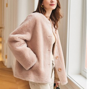 22C016 Women Composite Fur Sheep Shearing Fur Apparel Wool Fur Coat