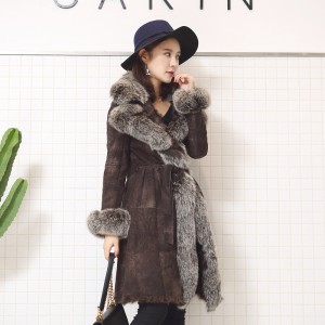SSJ1905 Winter Warm Fur Overcoat Loose Fit Sheepskin Wool Jackets Plus Size Sheep Shearling Coat