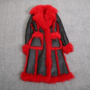 SSJ1905 Winter Warm Fur Overcoat Loose Fit Sheepskin Wool Jackets Plus Size Sheep Shearling Coat