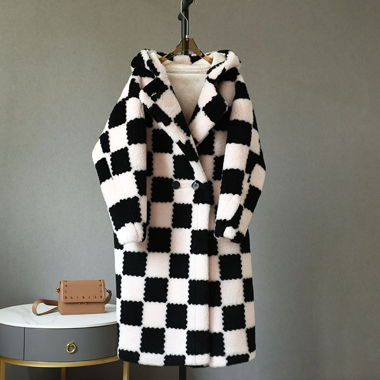Wholesale Chocolate Peacoat –  22T022 Pure Woollen Garment Ladies Winter Warm Teddy Coat  – MeWell