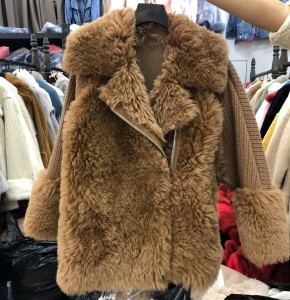 228FC006 Wholesale Custom Ladies Girls Leather Over Real Fur Coat with Fur Real Fox Fur Coat