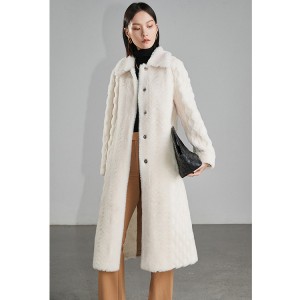 22J018 women composite fur sheepskin overcoat fleece wool fur coat