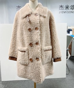 SSFC-2150 Women Sheep Shearing Fur New Fabricgarment Soft Hand Feeling Wool Fur Coat