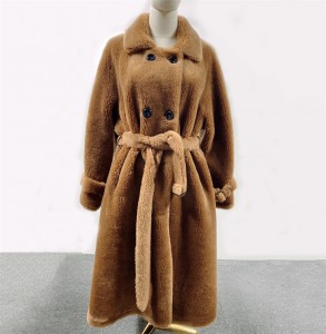 SSFC-2143 plus size sheep fur cloths pure woollen garment  ladies sheep shearing fur apparel winter coat