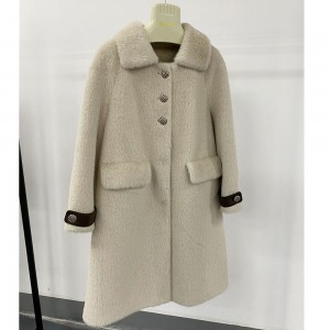 SSFC-2128 sheep shearing fur jacket pure wool plush coat warm women sheepskin cloth