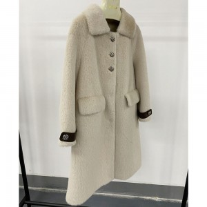 SSFC-2129 sheep shearing fur jacket pure wool plush coat warm women sheepskin coat