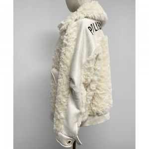 SSFC-2132 long plush coat 100% wool real sheep shearing fur cloth long teddy coat