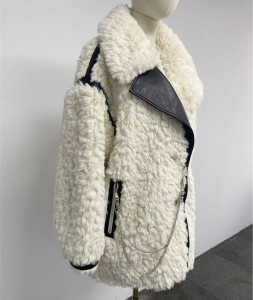 SSFC-2133 korea style sheep shearing fur jacket pure wool women autumn winter fashion sheepskin coat