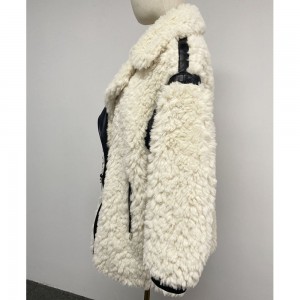 SSFC-2133 korea style sheep shearing fur jacket pure wool women autumn winter fashion sheepskin coat
