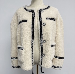SSFC-2135 women composite fur wool fur coat she...
