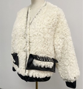 SSFC-2139 Fahion women composite fur wool hand cutting pattern over coat