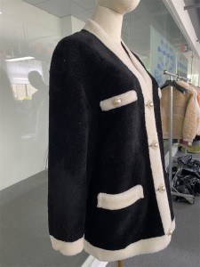 SSFC-2153 Handmade long windbreaker woman wool fleece shearing sheep fur Blend coat