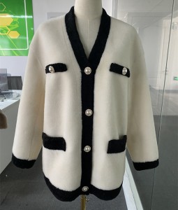 SSFC-2153 Handmade long windbreaker woman wool fleece shearing sheep fur Blend coat