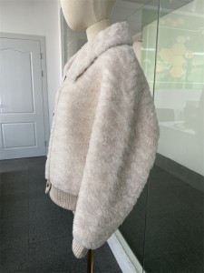 SSFC-2154 long windbreaker woman wool fleece shearing sheep fur Blend coat