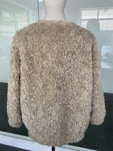 SSFC-2157 pure wool plush long winter coat sheepskin soft hand feeling loose fit fur coat