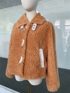 SSFC-2158 pure wool plush long winter coat sheepskin soft hand feeling loose fit winter fur coat