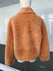 SSFC-2158 pure wool plush long winter coat sheepskin soft hand feeling loose fit winter fur coat