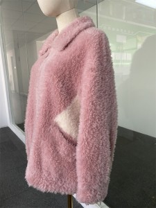 SSFC-2159 women pure wool plush long winter coat sheepskin soft hand feeling loose fit winter fur coat