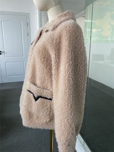 SSFC-2160 winter Swing Coat female fur trim hooded wool apparel fleece parka thick long coat with real fox fur collar