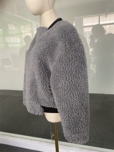 SSFC-2164 Casual Jackets fox fur collar cardigan Drop Shoulder wool coat trending lady overcoat