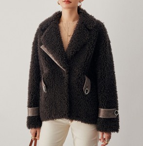 22T037 Women Fleece Jackets Shearing Sheep Fur Coats