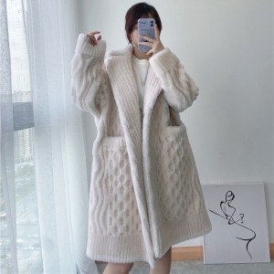 22J023 Cutting Pattern over Coat Vintage Woolen Fluffy Casual Fleece Jackets