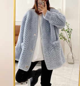 22J026 Warm Fashion Girl Cloth Composite Fur Wool Fur Coat