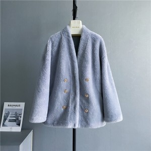22C011 Sheep Shearing Jacket Trending Lady Dress Sheepskin Apparel Fleece Wool Fur Coat