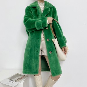 22T017 Sheep Fur Cloths Pure Woollen Garment  Ladies Teddy Winter Coat