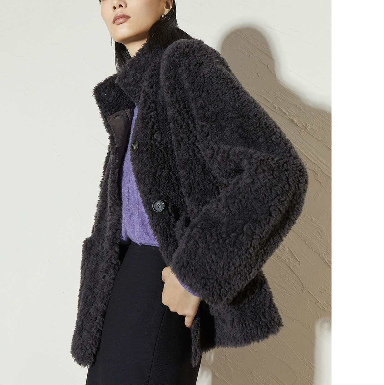 Best Long Blue Fur Coat –  22T036 Shearing Fur Coat for Women Winter Warm over Coat  – MeWell