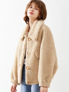 22T006 Winter Warm Fashion Girl Cloth Sheepskin Teddy Jacket