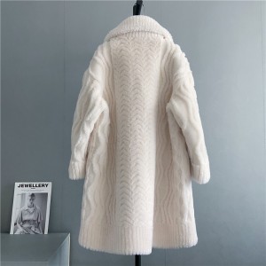 22J023 Cutting Pattern over Coat Vintage Woolen Fluffy Casual Fleece Jackets