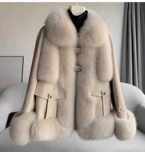 228FC007 2022 Warm Natural Real Fox Fur Coat Women Winter fur Jacket Fashion