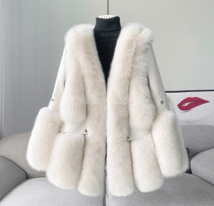 228FC008 Warm Natural Real Fox Fur Coat Women Winter fur Jacket Fashion