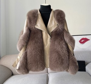 228FC012  Winter whole skin fox fur short coat hing imitation fur one young coat women jacket