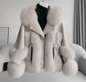 228FC013  Winter whole skin fox fur short coat hing imitation fur coat women jacket