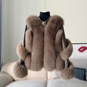 228FC014  Winter fox fur short coat hing imitation fur coat women jacket
