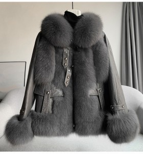 228FC007 2022 Warm Natural Real Fox Fur Coat Women Winter fur Jacket Fashion