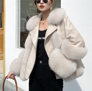 228FC013  Winter whole skin fox fur short coat hing imitation fur coat women jacket