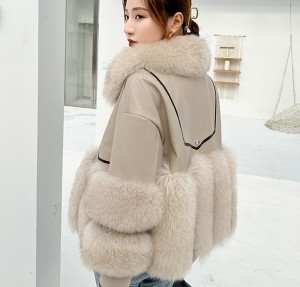 228FC011  Women winter whole skin fox fur short coat hing imitation fur one young coat women jacket