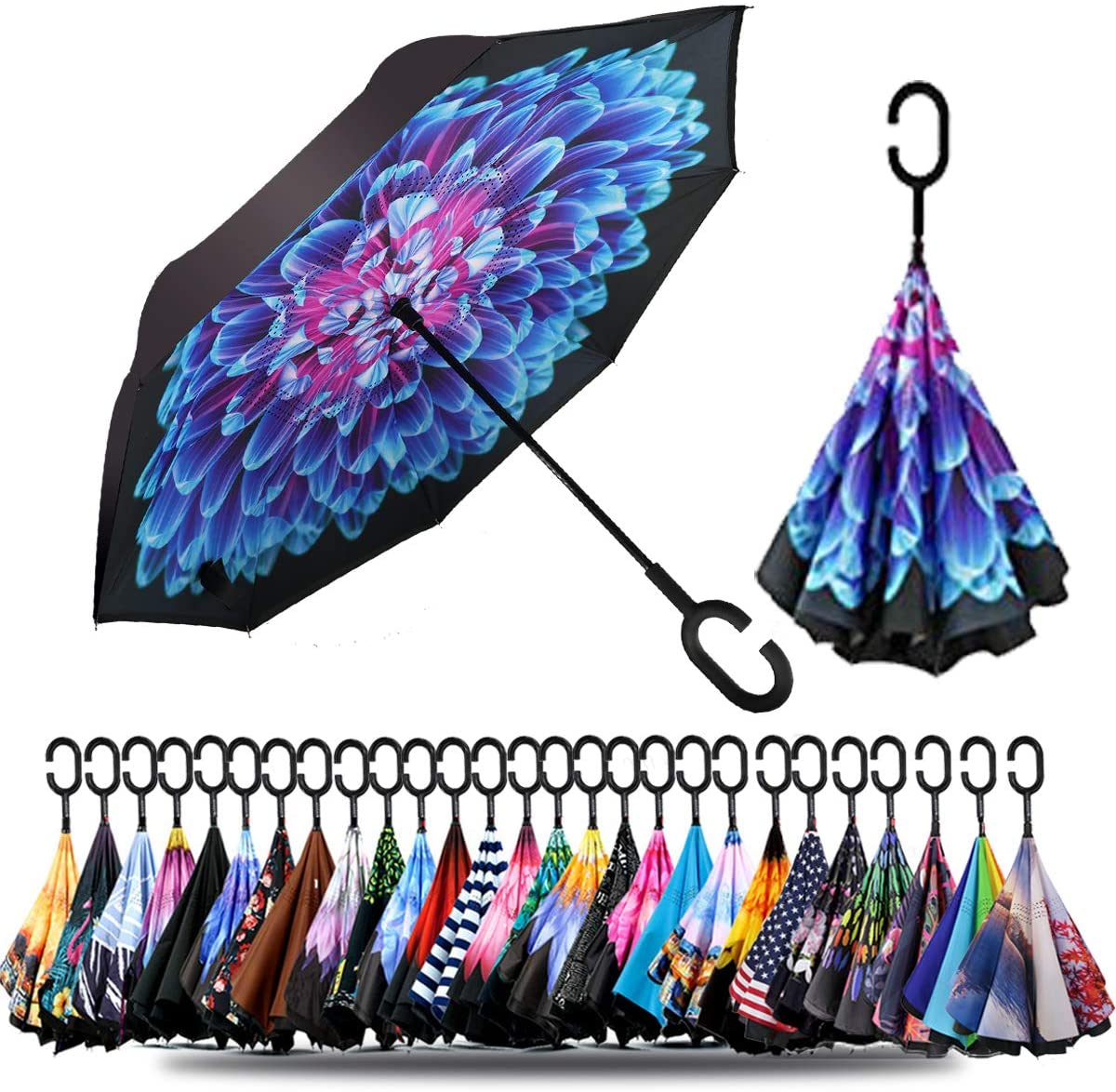 Original Factory Umbrella Patio - Umbrella Wholesale in Stock Inverted Umbrella Cars Reverse Open Umbrella Custom Print Metal Customized Key Stand Pattern Rubber  – Hoda
