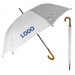 J Trähandtag rakt golfparaply med logotyptryck