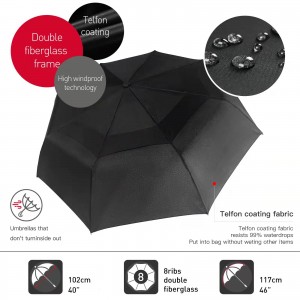 ထုတ်လုပ်သူ ထီးလက်ကား Amazon Hot Selling 3 ခေါက်ထီး 3 ခု Dual Canopy Windproof Custom Umbrella Automatic