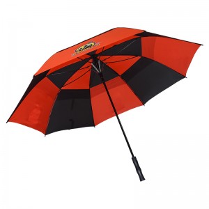 Windproof high quality large 68 inch promotional double layer golf umbrellas with logo prints