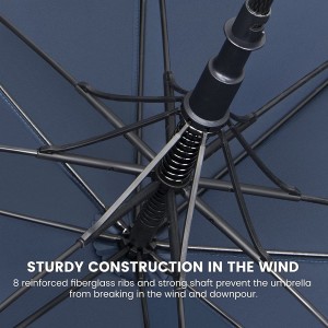 Umbrella wholesale Custom Logo ຄຸນະພາບສູງ Double Canopy Vented Windproof Automatic Open Straight Golf Umbrella